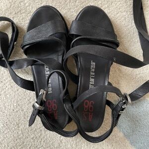 A.S.98 Labo Black Leather Sandals